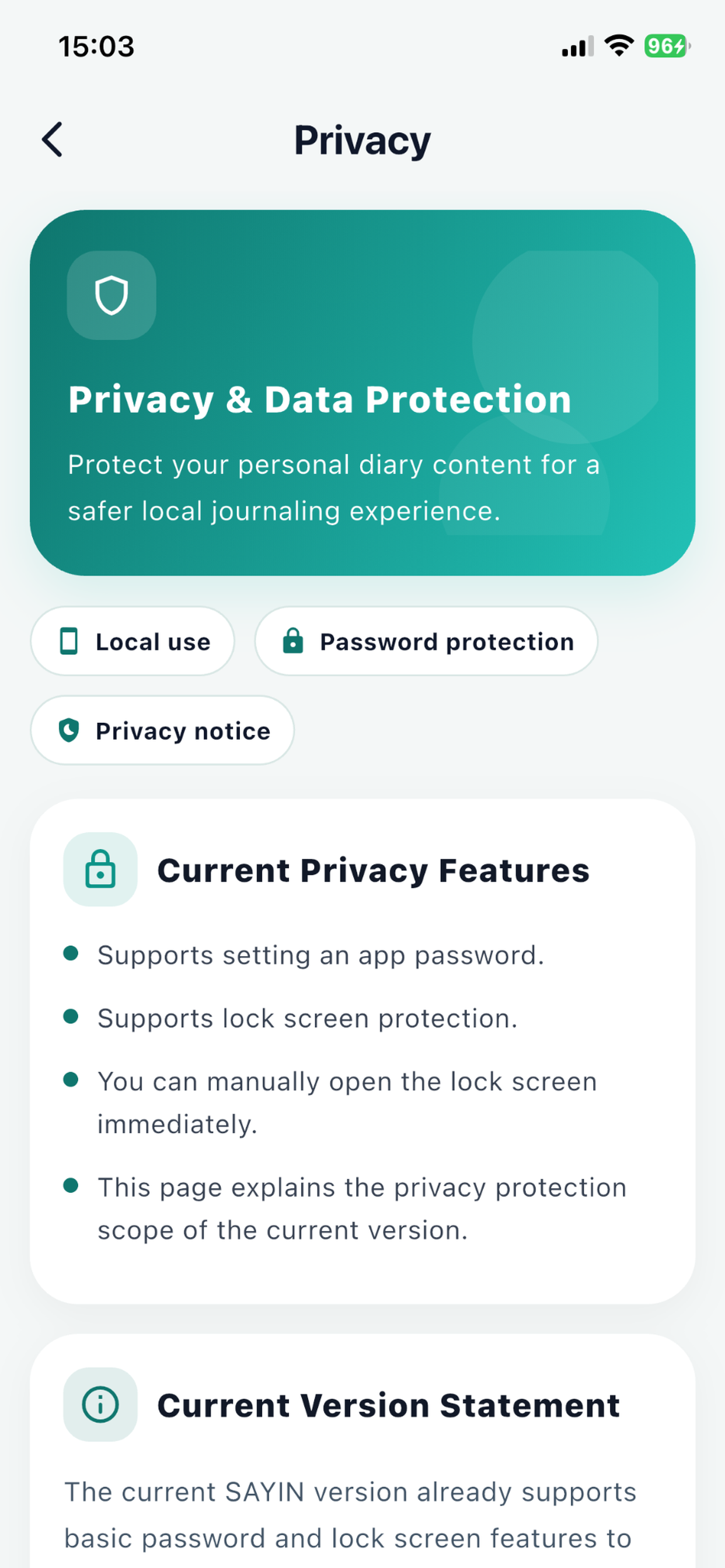 SAYIN privacy and app lock screen